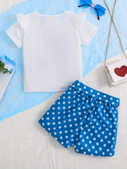 Baby Girls Figure Print Tee and Polka Dots Shorts Set