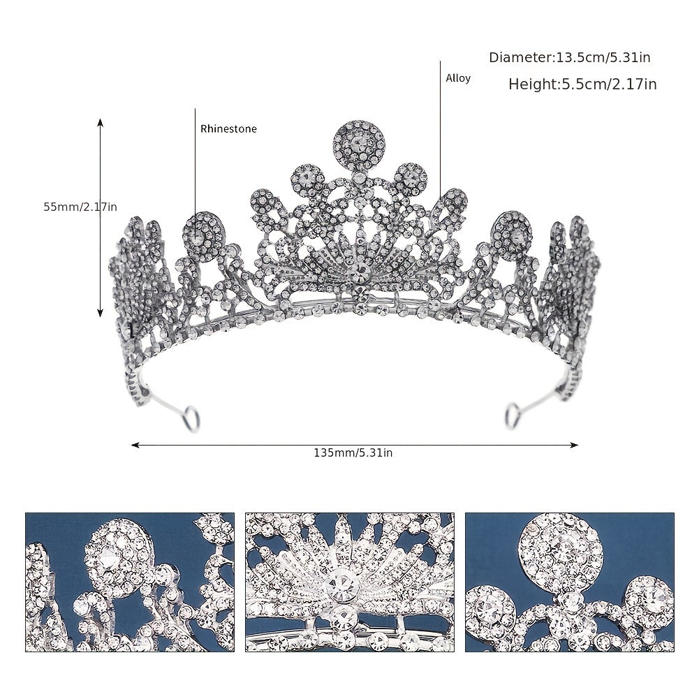 Rhinestone Alloy Silver Crown Hairband Headband Party Favor Decorations