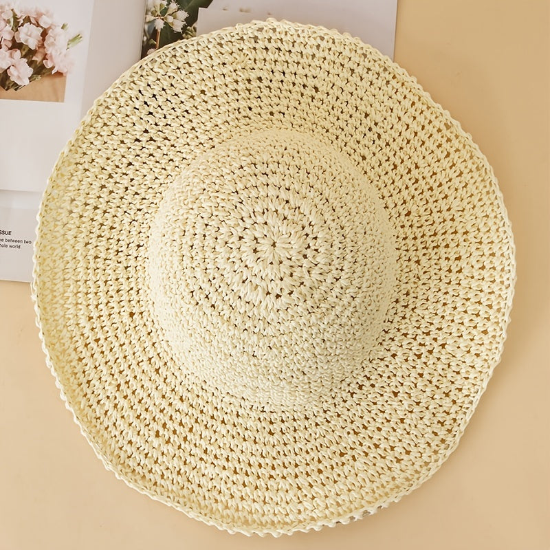 Women's Crochet Big Brim Straw Hat Beach Sun Hat