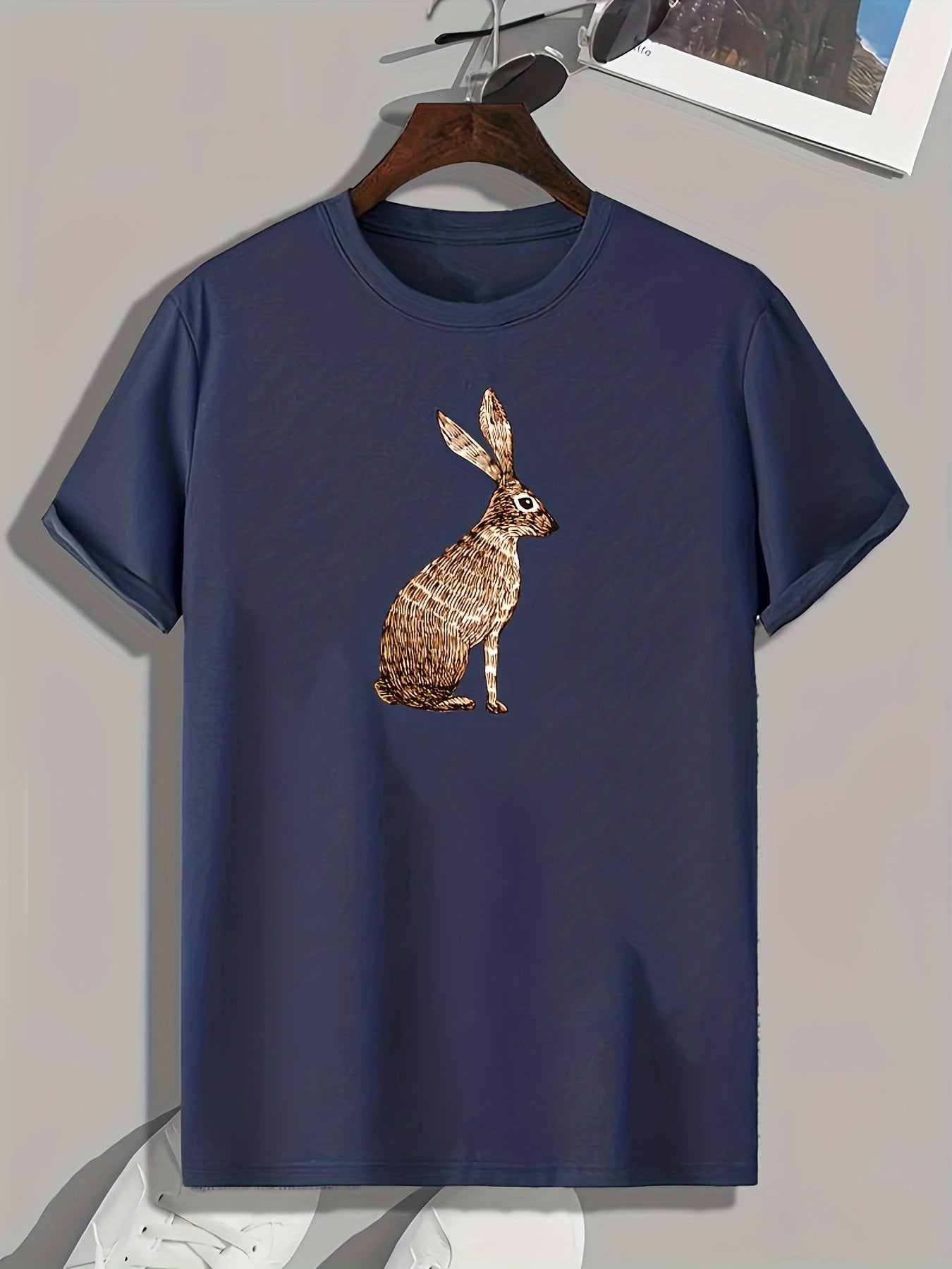Rabbit Pattern Print Men's Sports T-Shirt