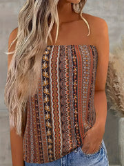 Floral Print Tube Top Sleeveless Summer Casual Top
