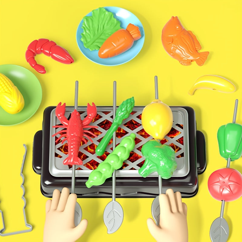 Kids BBQ Grills & Skewers Kitchen Cooking Toy Set
