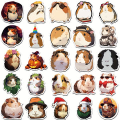 50pcs Small Animal Guinea Pig Cartoon Stickers for Journal Phone Case Cup Guitar