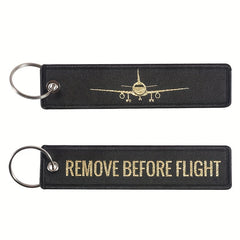 Remove Before Flight Airplane Embroidery Backpack Keychain
