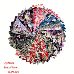 40pcs Japanese Style Flower Printed Fabric Patchwork For DIY Craft Sewing