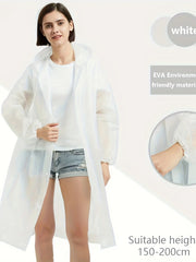 Portable Reusable Colorful Raincoat Hooded