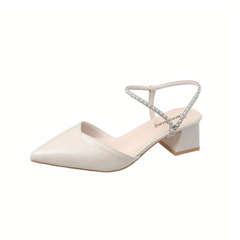 Chunky Heel Comfortable Pointed Toe Ankle Strap Women's Shoes
