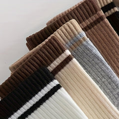 5 Pairs Striped Sports Socks Breathable Stockings Women's Hosiery
