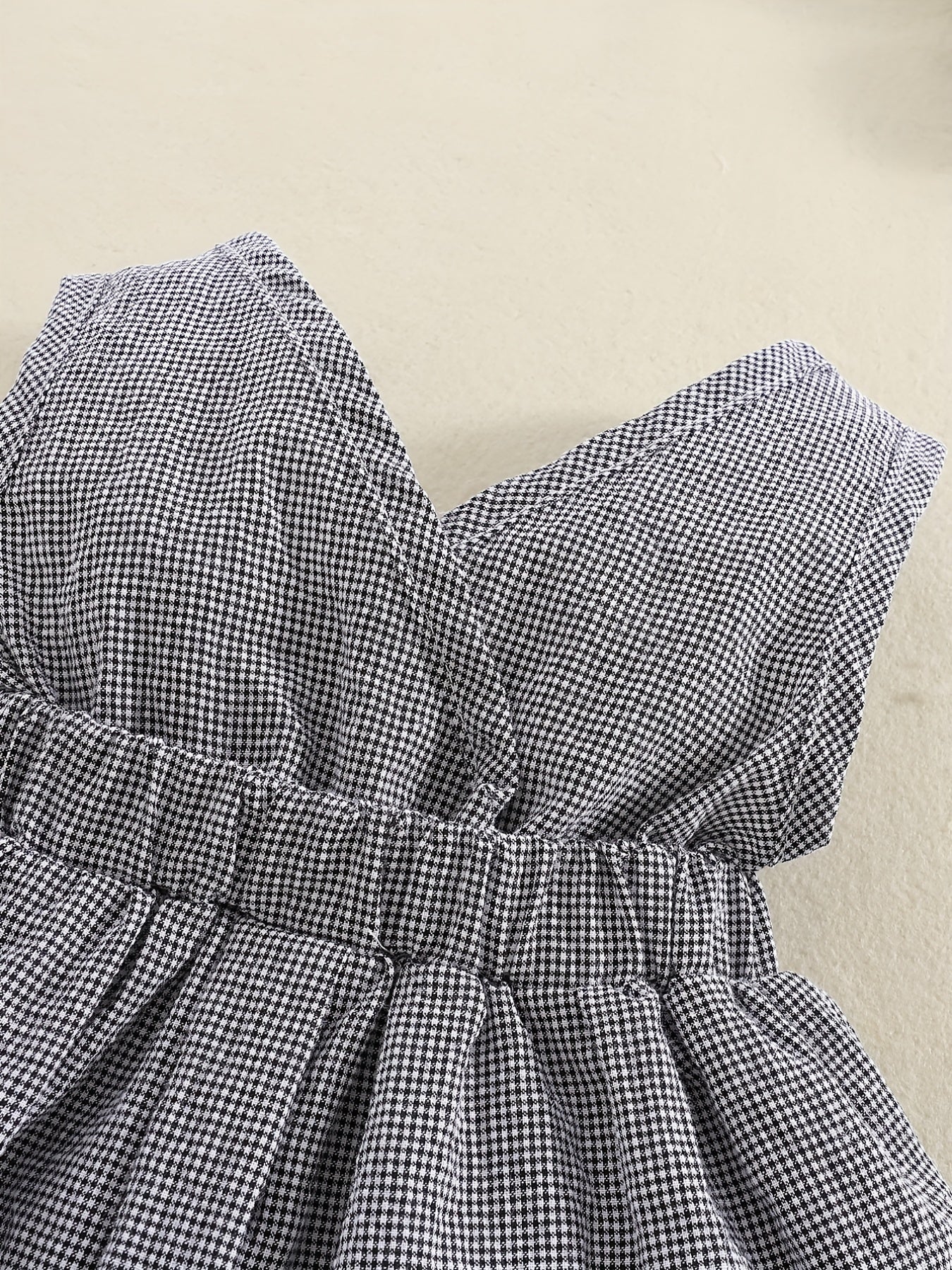 Girls Plaid Tunic Dress - Stylish V Neck Puffy Design