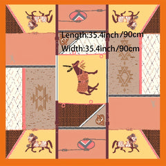 Geometric Horse Pattern Square Scarf for Women