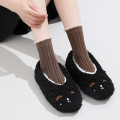 Cartoon Embroidered Fuzzy Bedroom Slippers for Women