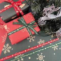2 Rolls Christmas Ribbon Polyester Satin Wired Ribbon 66 Meters