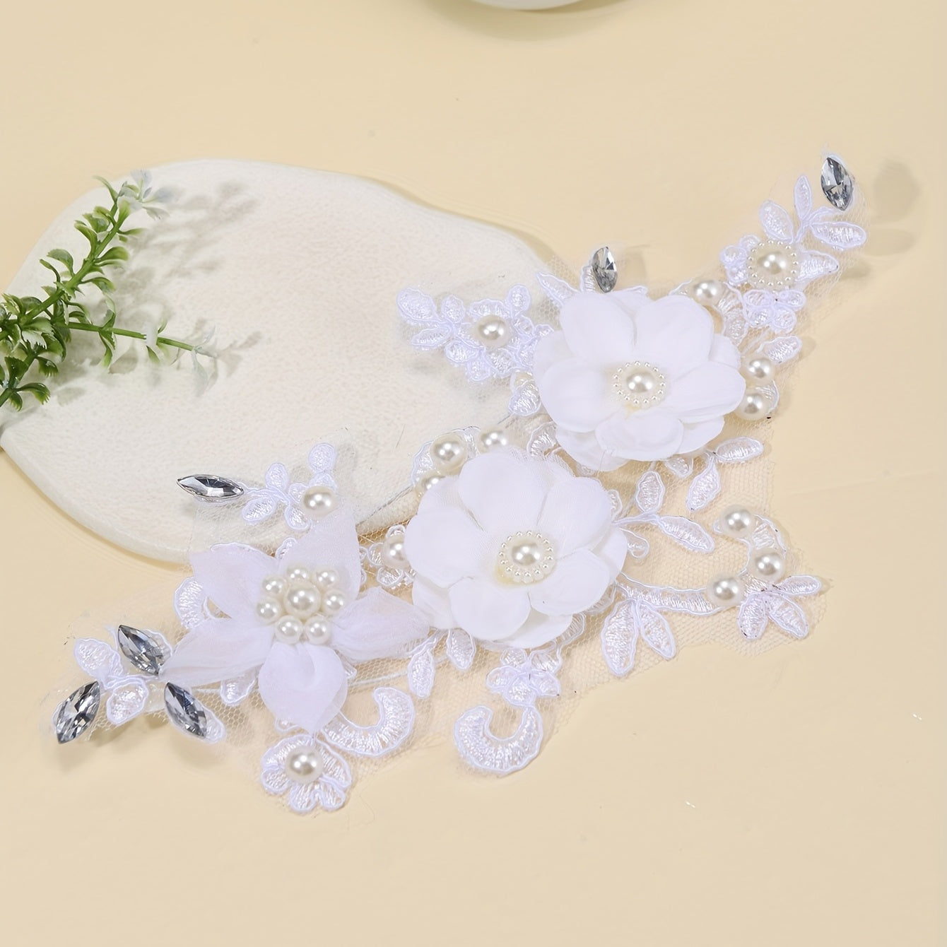 Lace Floral Faux Pearl Head Piece Bridal Wedding Hair Accessories Jewelry
