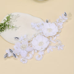 Lace Floral Faux Pearl Head Piece Bridal Wedding Hair Accessories Jewelry