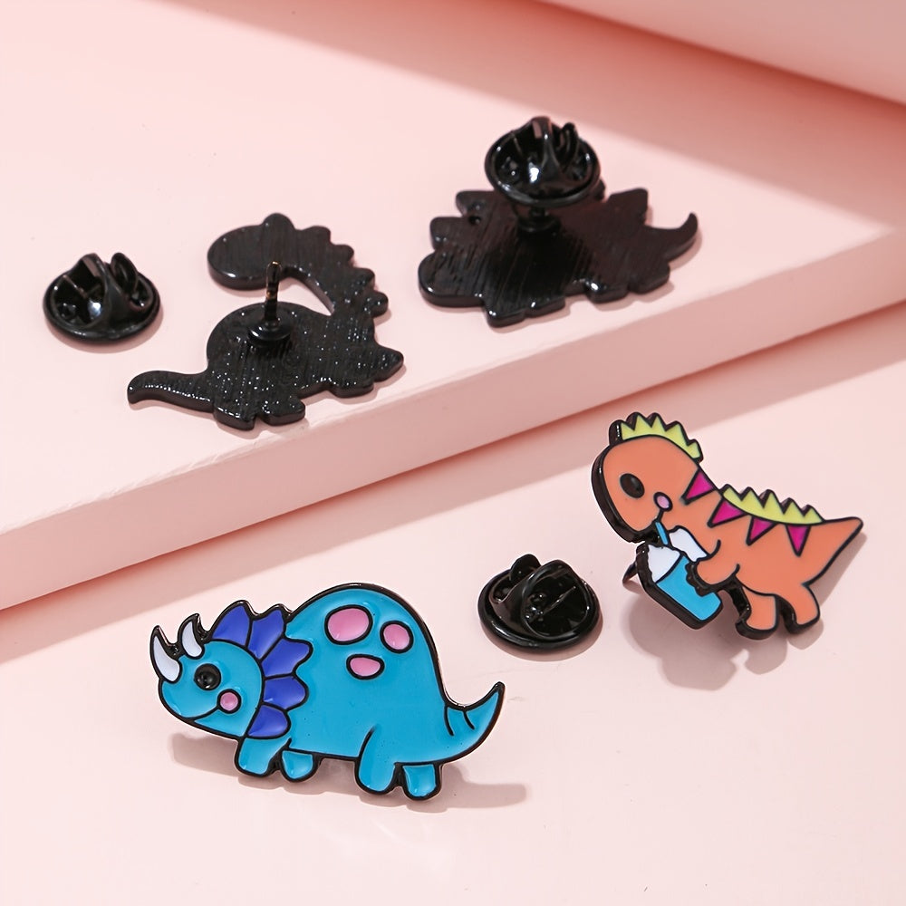 4pcs Girls Dinosaur Shaped Pins Colorful Creative Pins for Backpacks Clothing