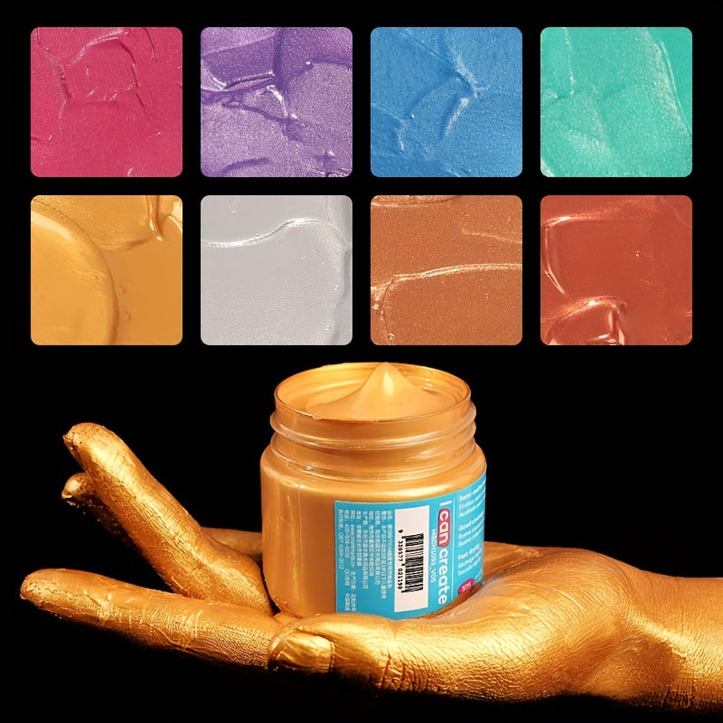 Metallic Acrylic Paint 100ml 3 38oz Bottles Rich Pigments Non Toxic Paint