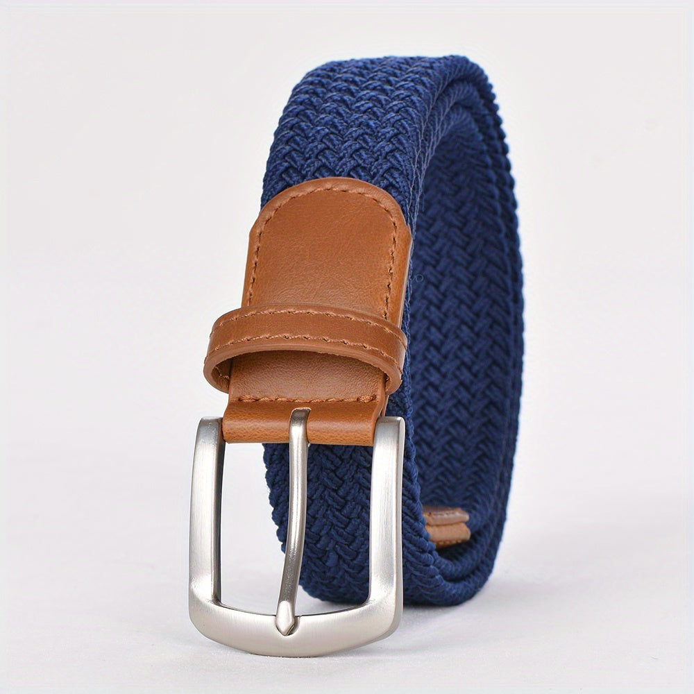 Unisex Elastic Leather Belt Men s Stretch Woven Braided Belt