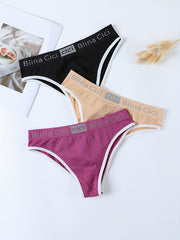 Letter Print Bra & Panties Set, Wireless Sports Bra & Elastic Panties