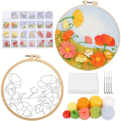 DIY Wool Felting Painting Embroidery Frame Needle Wool Painting Picture 20x20cm