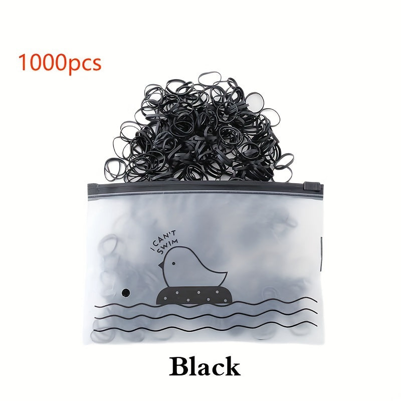 1000 Mini Disposable Hair Ties w/ Storage Bag Elastic Hair Rope