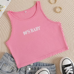 Ribbed Sports Cropped Tank Top Yoga Fitness Sleeveless Top