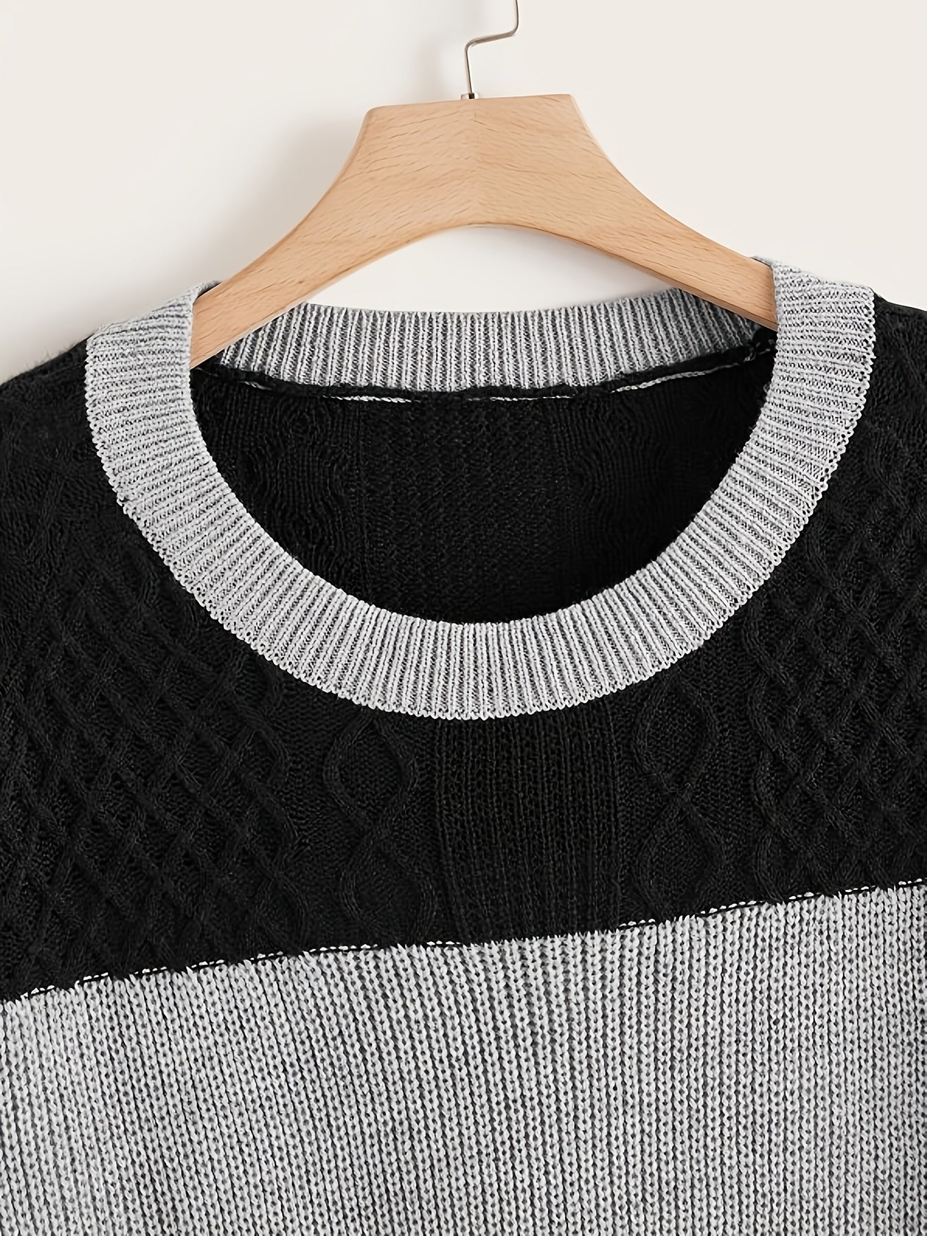 Colorblock Round Neck Long Sleeve Sweater Plus Size