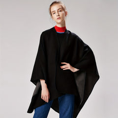 Classic Cashmere Warm Cape Scarf Blanket Wraps Reversible Cardigan
