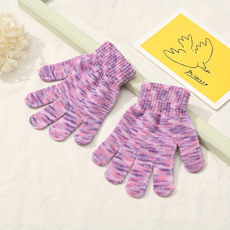 Kids Winter Gloves Thick Warm Knitted Windproof Coldproof Outdoor Cycling Daily
