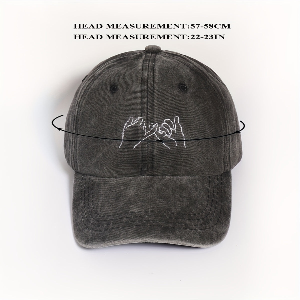 Distressed Gray Embroidered Baseball Cap