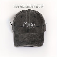 Distressed Gray Embroidered Baseball Cap