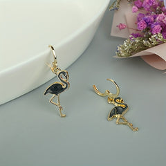 5pairs Girls Cartoon Earrings Bee Flower Unicorn Flamingo Shell Pendant Earrings