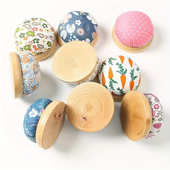 1pc Pastoral Wooden Base Needle Pad Circular Sewing Needle Holder