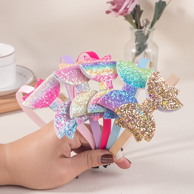 5pcs Girls Headbands Glitter Bow Hair Hoops Hairbands Hair Accessories