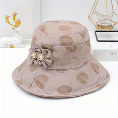 Printed Bucket Hat Flower Decor Sunscreen Basin Hat Foldable Beach Hats
