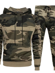 Men's Camo Hoodie & Jogger Set for Fall & Winter Sports