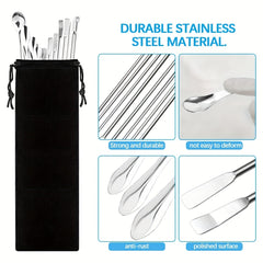 12pcs Lab Spatula Stainless Steel Micro Laboratory Scoops Mixing Spoon