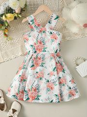 Toddler Girls Flowers Graphic Princess Cami Dress For Party