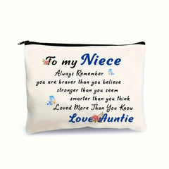 Gift For Niece Girl Cosmetic Bag You Are Braver Than You Think Love Auntie