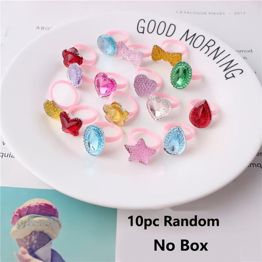 50pcs Princess Ring Set for Girls Assorted Colors Play Jewelry
