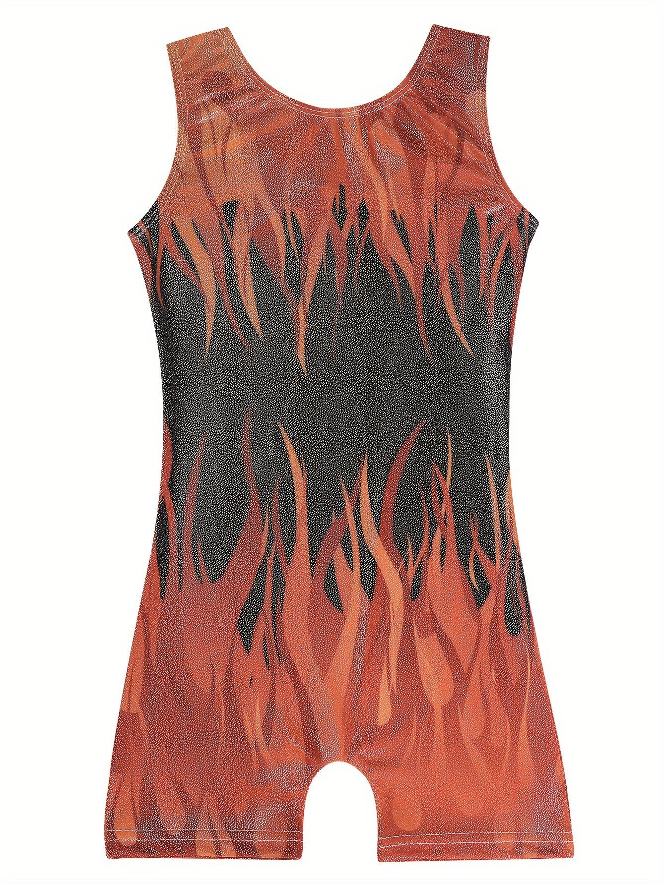 Flame Graphic Gymnastics Suit Ballet Leotard