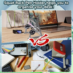 Weightlifting Squat Pen Holder with Barbell Decoration