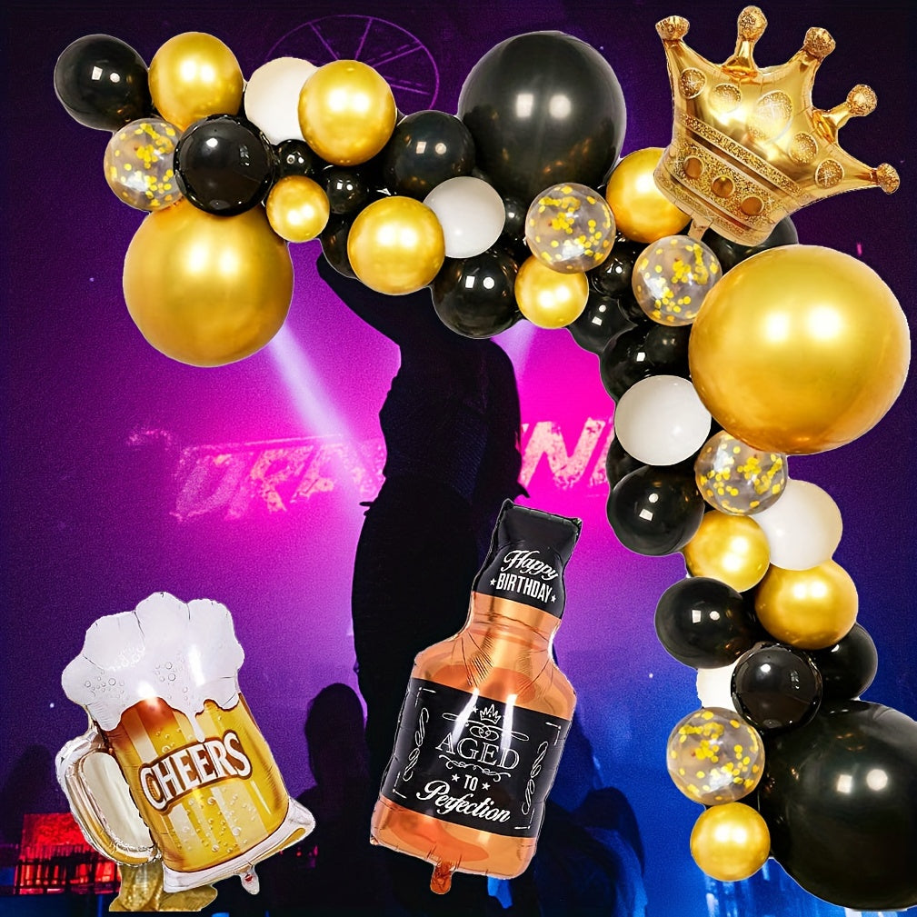 Golden Flower Garland Balloon Arch Kit Whiskey Bottle Beer Cup Balloons