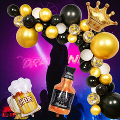 Golden Flower Garland Balloon Arch Kit Whiskey Bottle Beer Cup Balloons