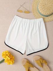 Contrast Trim Elastic Waist Shorts for Women