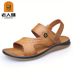 LAORENTOU Leather Non Slip Sandals for Men
