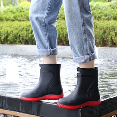 Men's Waterproof High Top Rain Boots Non-Slip Soft Insole