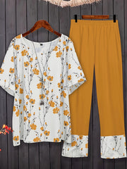 Women's Plus Floral Tee & Pants Two Piece Set
