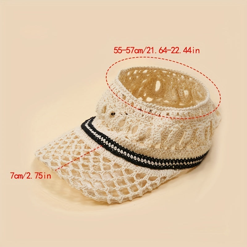 UPF50 Ponytail Visor Hat Crochet Sun Hats For Women