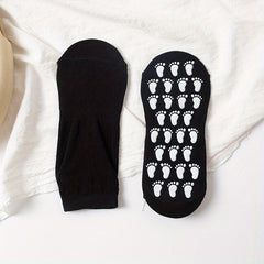 Solid Towel Bottom Crew Socks - Anti Slip Low Cut Socks With Grip