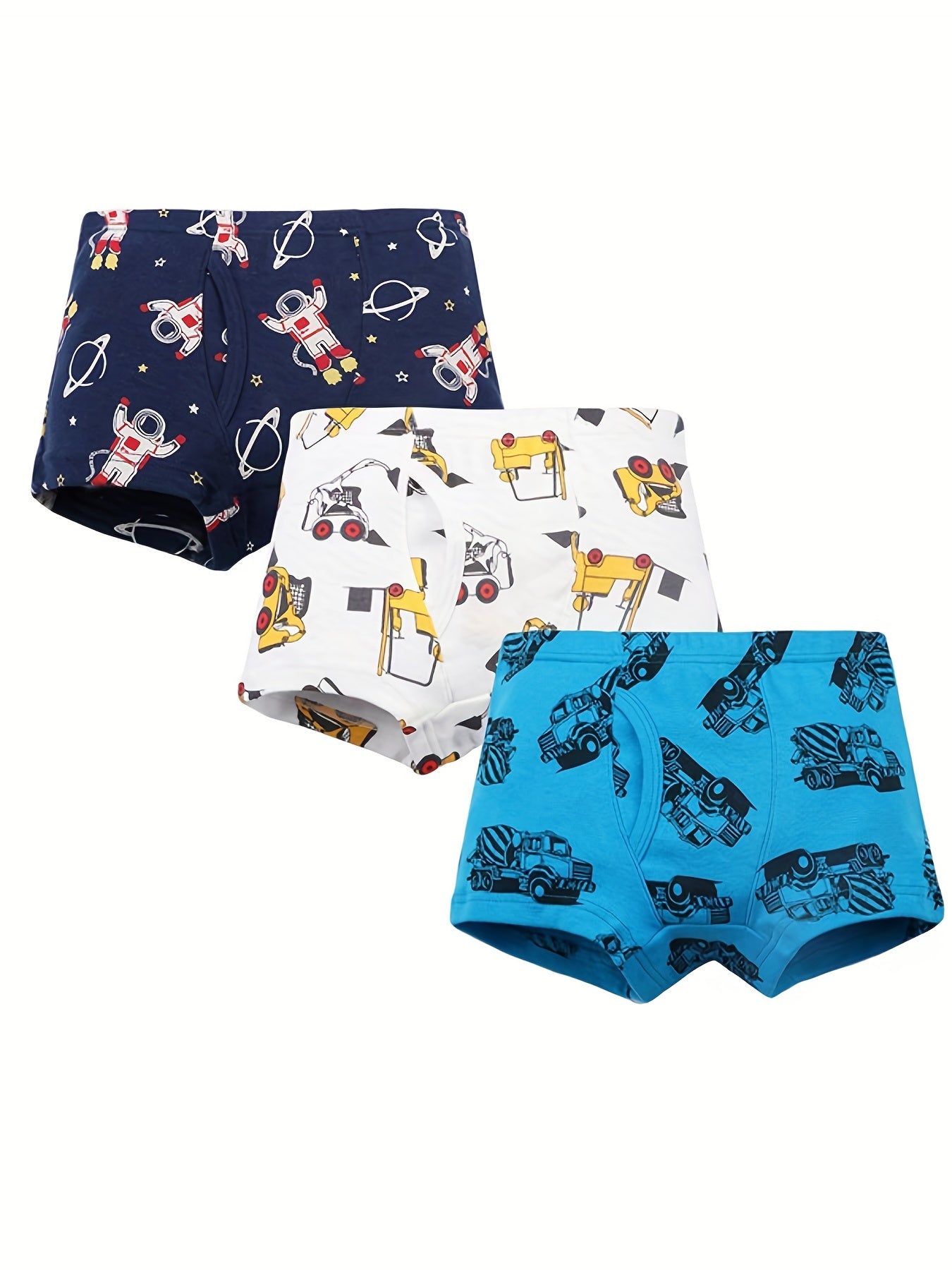 3pcs Boy's Boxer Briefs Cartoon Animal Print Elastic Waist Shorts